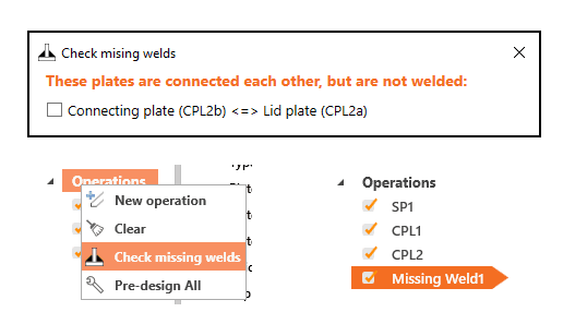 Check of missing welds