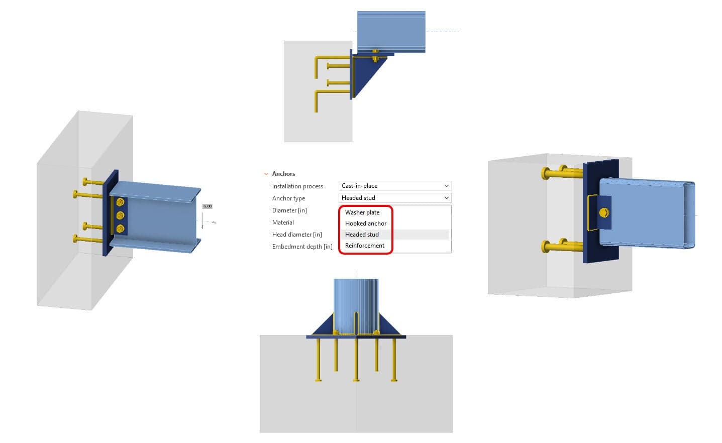 cast in plates anchoring