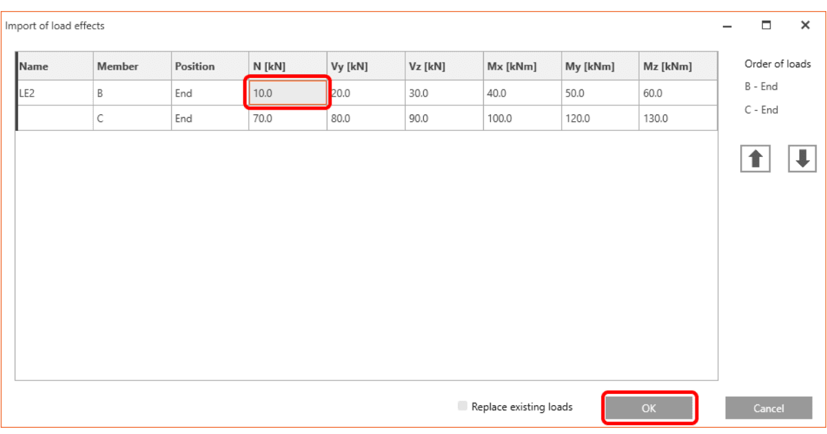 So importieren Sie Lasten aus einer Excel-Tabelle