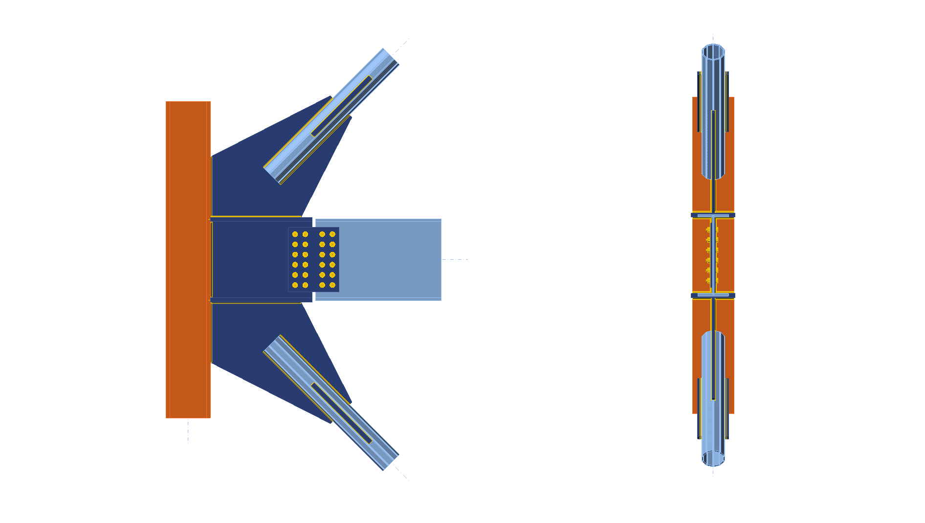SCBF Brace-to-Beam/Column Connection Design with 2tp linear clearance gusset design