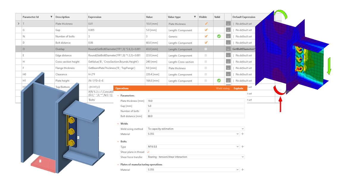 Parametric design in IDEA StatiCa Connection - Single plate Shear connection