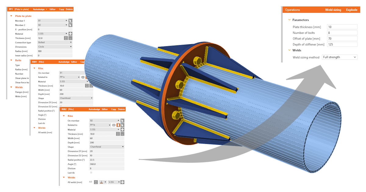 Parametric design for steel connections