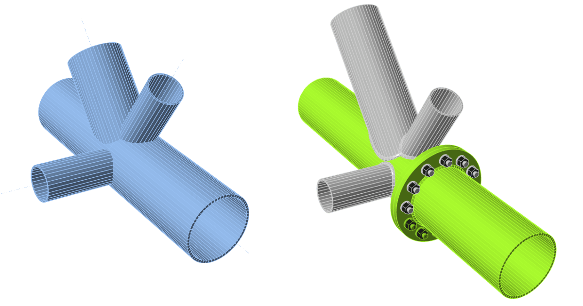 IDEA StatiCa Connection step-by-step tutorial for the structural design of steel connection of a tubular 3D frame. Structural design of welded and bolted steel connections.