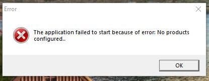 Fehlermeldung "No products configured"