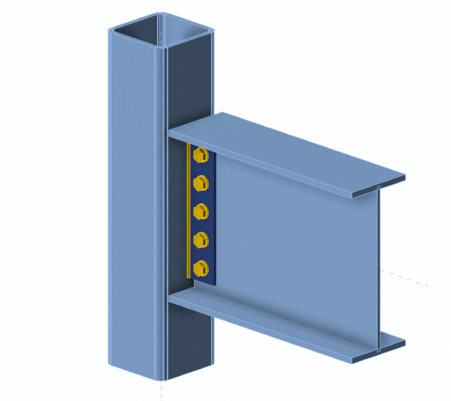 Single plate connection for beam-to-column