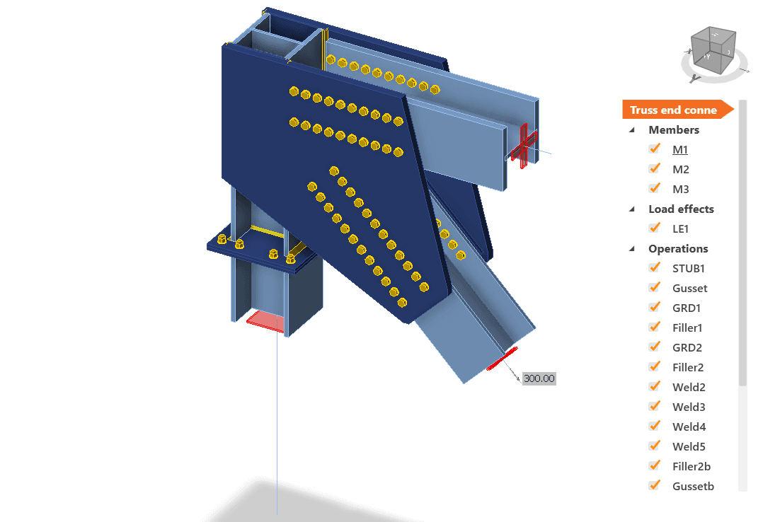 Truss end column connection with gusset and filler plates