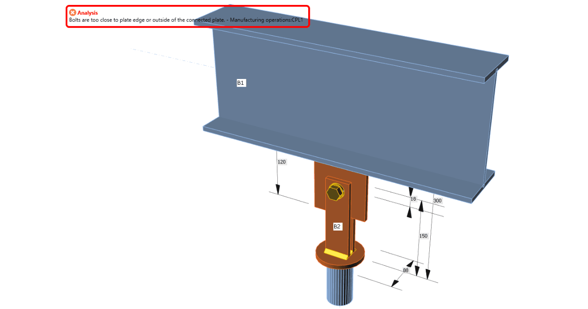 Bolts are too close to plate edge