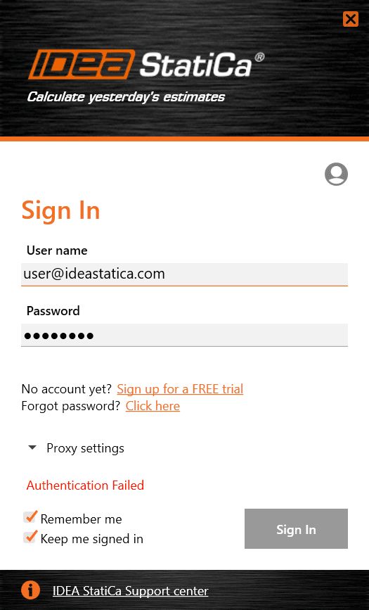 Authentication Failed inloggen IDEA StatiCa