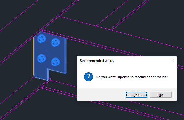 Export of recommended welds