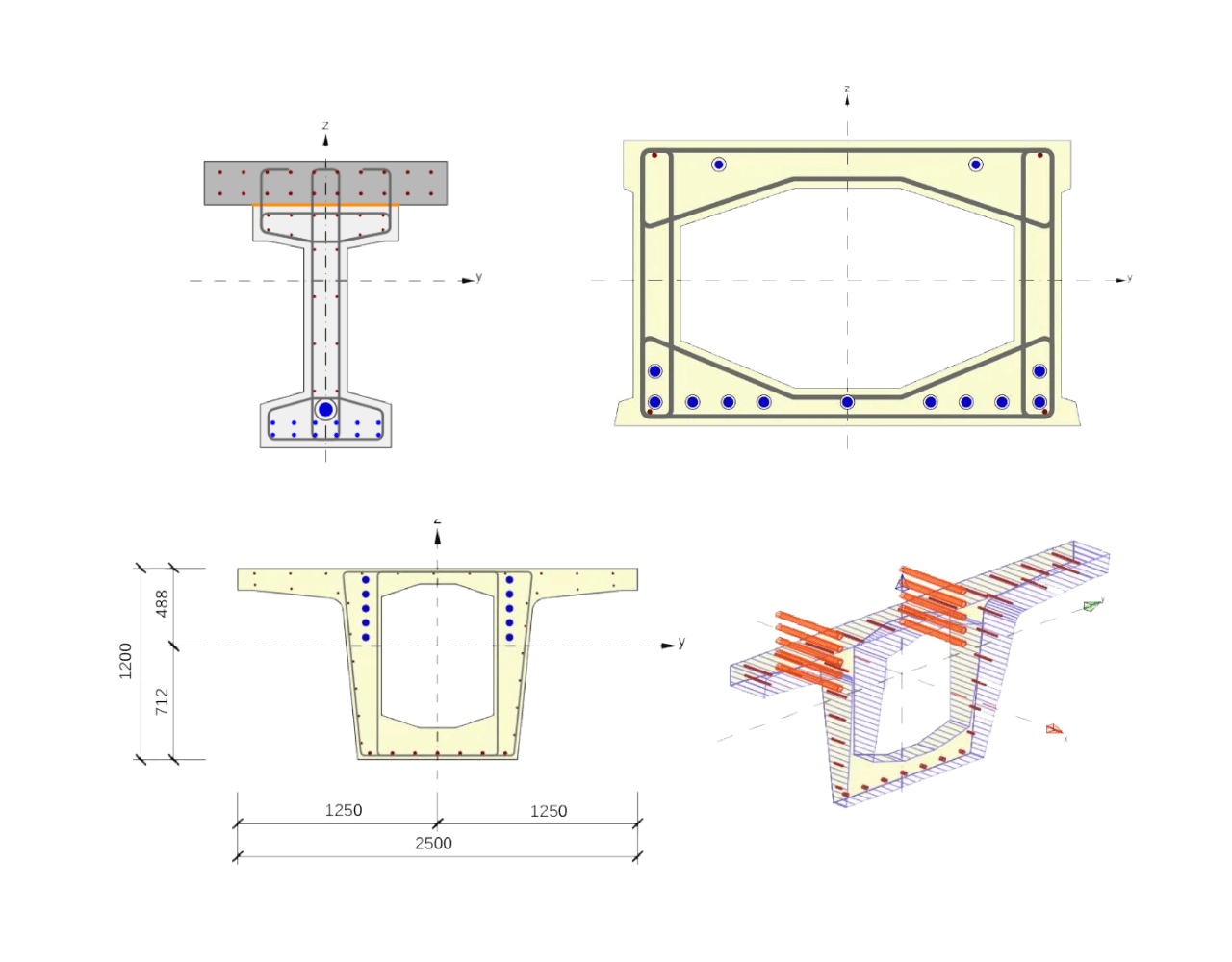 this image displays the visualisation for the check of concrete member cross-section by a structural engineer