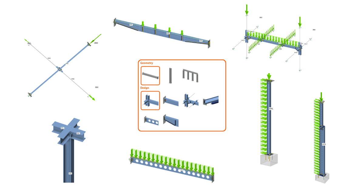 Procedura guidata di modellazione per casi d'uso tipici in Steel Member