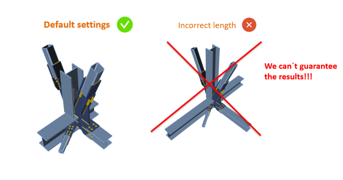 IDEA StatiCa Connection automatically sets an appropriate length of all members according to the assigned manufacturing operations
