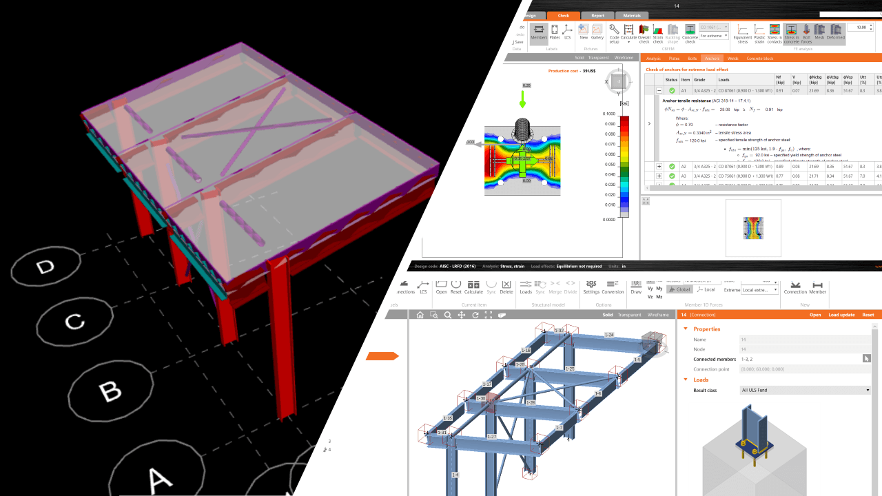 RAM Structural Systems BIM link do projektowania połączeń stalowych (AISC)