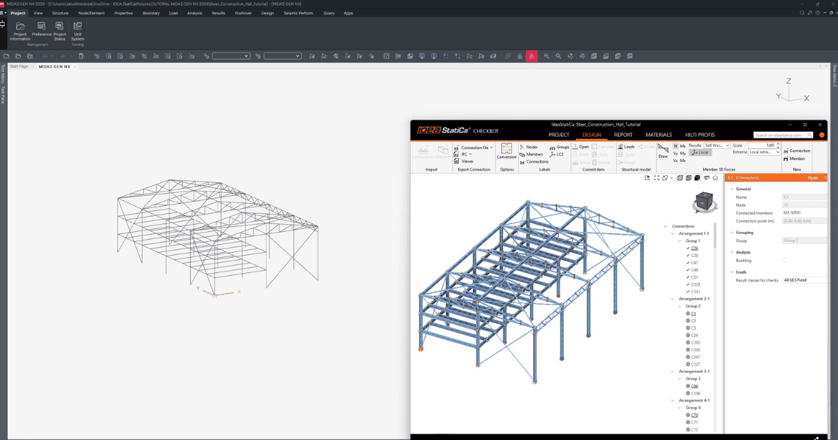 MIDAS GEN NX BIM-Verknüpfung für die Bemessung von Stahlanschlüssen (AISC)